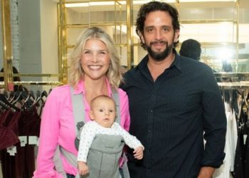 Nick Cordero with wife Amanda and their son Elvis in August 2019