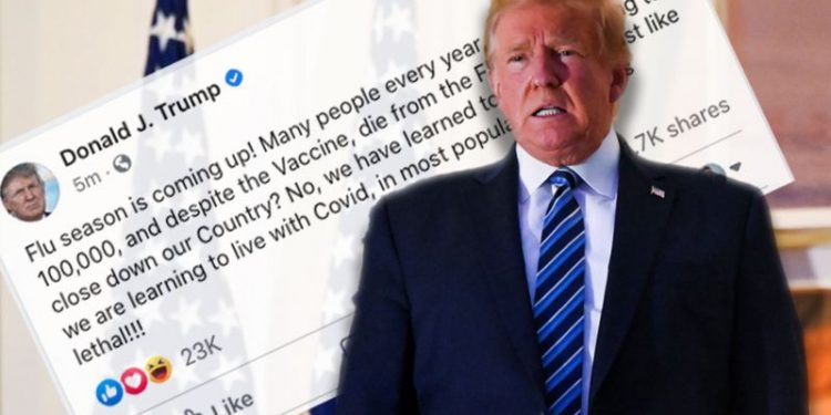 Trump Covid post deleted by Facebook and hidden by Twitter.