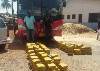 A bus carrying over 250 kilograms of Indian hemp is stopped by police