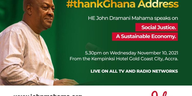 John Mahama ends nationwide ‘thank you tour’ with public lecture today