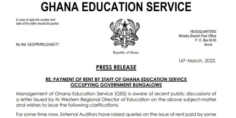 We fully endorse staff payment of rent for occupying government bungalows – GES Management