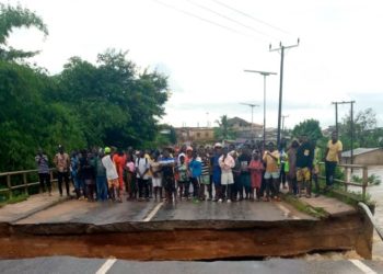 Part of bridge linking Jukwa and Cape Coast washed away due to flooding