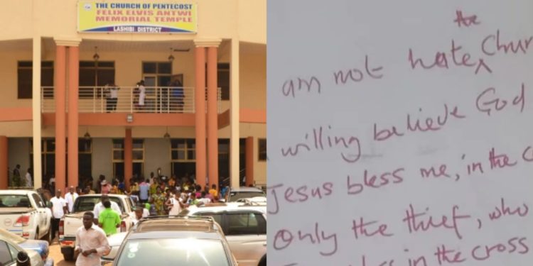 Thief leaves ‘touching’ note after raiding Church of Pentecost, Bogoso
