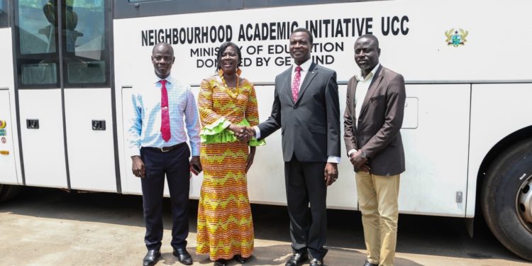 Minister of Education presents 66-Seater Bus to UCC
