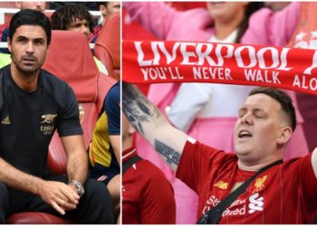 Arsenal players listen to Liverpool’s you’ll never walk alone whiles training