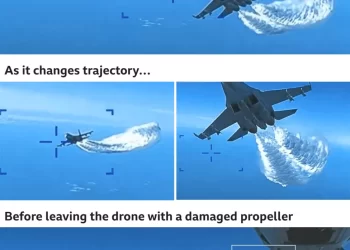 Video shows moment Russian fighter jet hits US drone over Black Sea