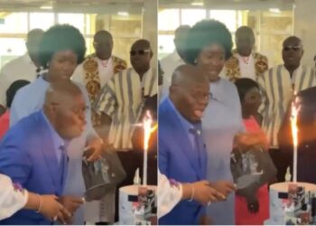 Trending video of Akufo-Addo blowing sparkler candles on birthday cake