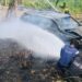 C/R: Four vehicles crash due to bushfire on Apam-Mankessim Highway