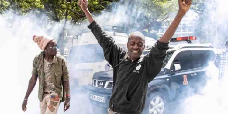 Kenyan Police Fire Teargas at Protesters Marching Against Finance Bill.