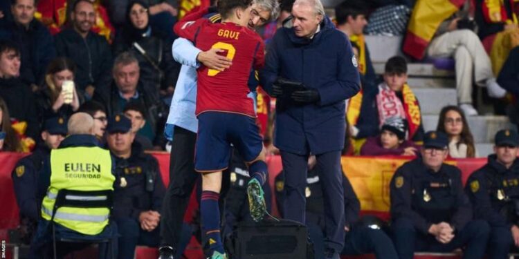 Gavi suffers serious knee injury in Spain win