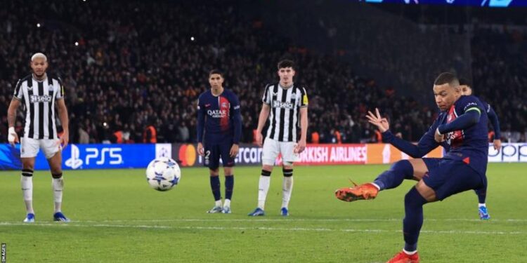 Newcastle denied win at PSG by controversial late Mbappe penalty
