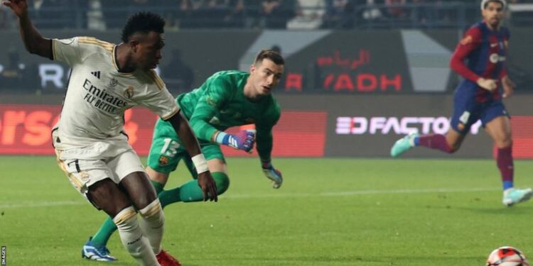 Vinicius Jr treble in Real Super Cup win over Barca