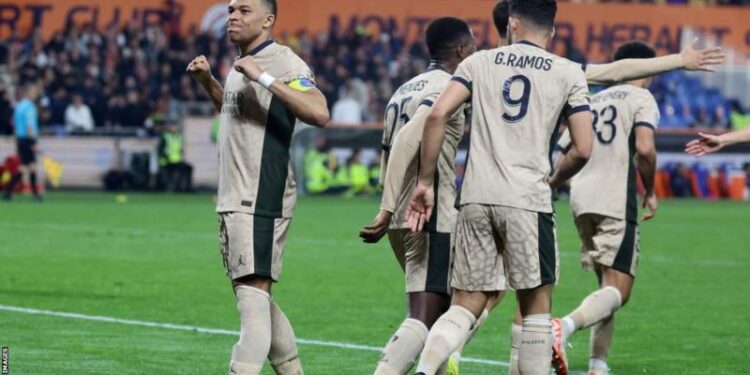 Mbappe scores hat-trick as PSG thrashes Montepellier