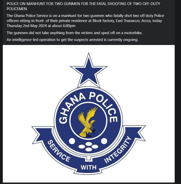 Ghana Police Service hunt Killers of 2 Off-Duty Officers