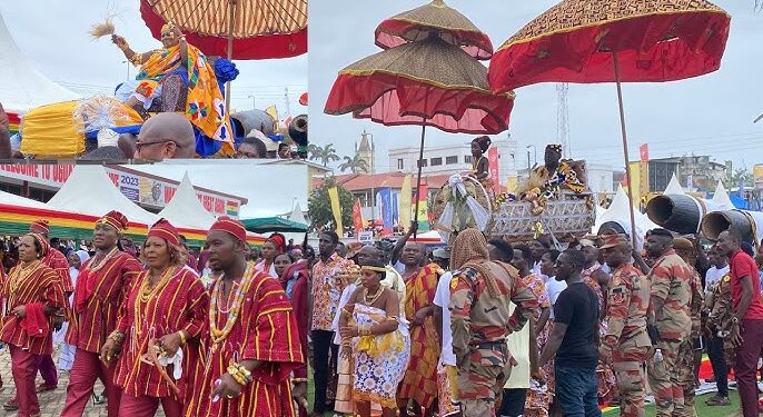 The 2024 Fetu Afahye celebrations emphasized sustainable fisheries, marked by the Oguaa Traditional Council's ceremonial lifting of the one-month fishing ban at the Fosu Lagoon.