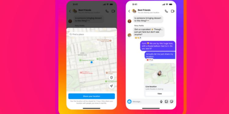 IG app indicating Live sharing location