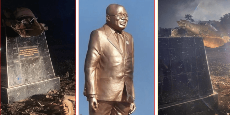 Akufo-Addo statue toppled again at Effia-Nkwanta Hospital