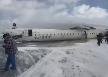 Plane flips over after crashing at Toronto Airport