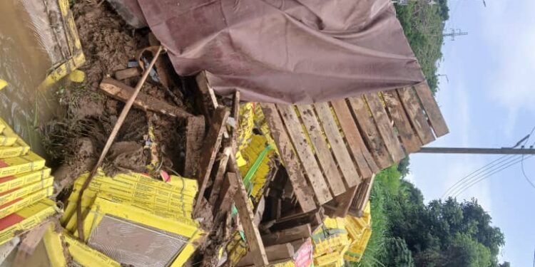 Tipper Truck Crashes into Ditch on Cape Coast-Takoradi Highway