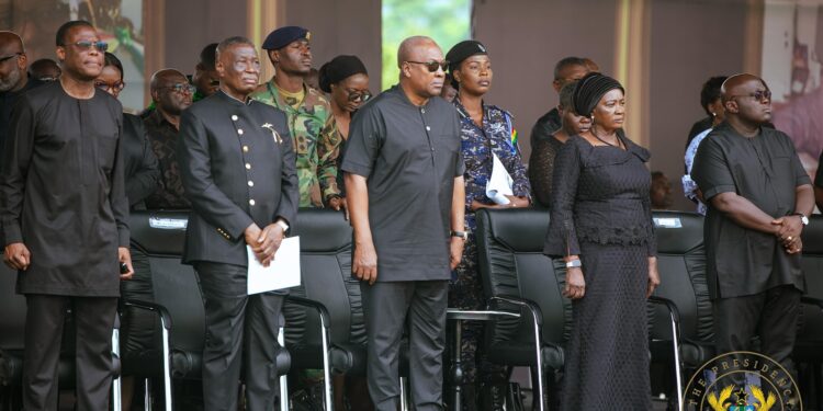 President John Dramani Mahama on Sunday, August 10, 2025 led Ghanaians in solemn burial rites for two high-profile public servants former Minister of Environment, Science, Technology and Innovation, Alhaji Dr. Ibrahim Murtala Mohammed, and former Acting Deputy National Security Coordinator, Alhaji Muniru Mohammed Limuna.