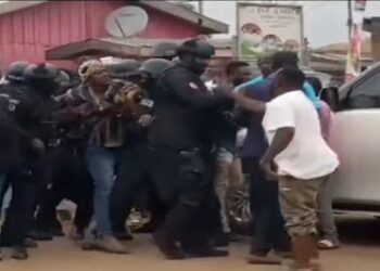Police in Akwatia have taken into custody a man accused of tearing down campaign posters at a polling station during today’s by-election.
