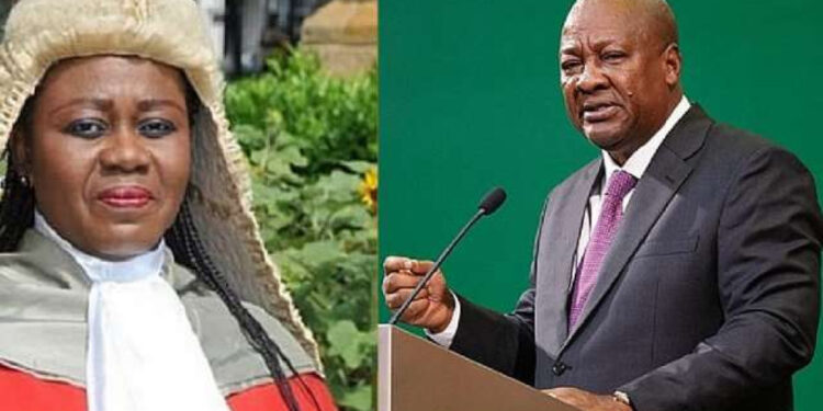 President John Dramani Mahama has removed Chief Justice Gertrude Araba Esaaba Sackey Torkonoo from office with immediate effect, following recommendations from a constitutional committee that found her guilty of stated misbehavior.