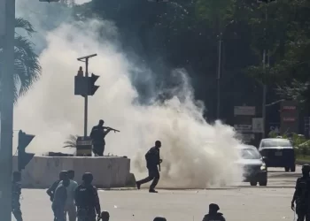 Nigerian police fire tear gas as protesters gather over separatist leader