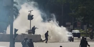 Nigerian police fire tear gas as protesters gather over separatist leader